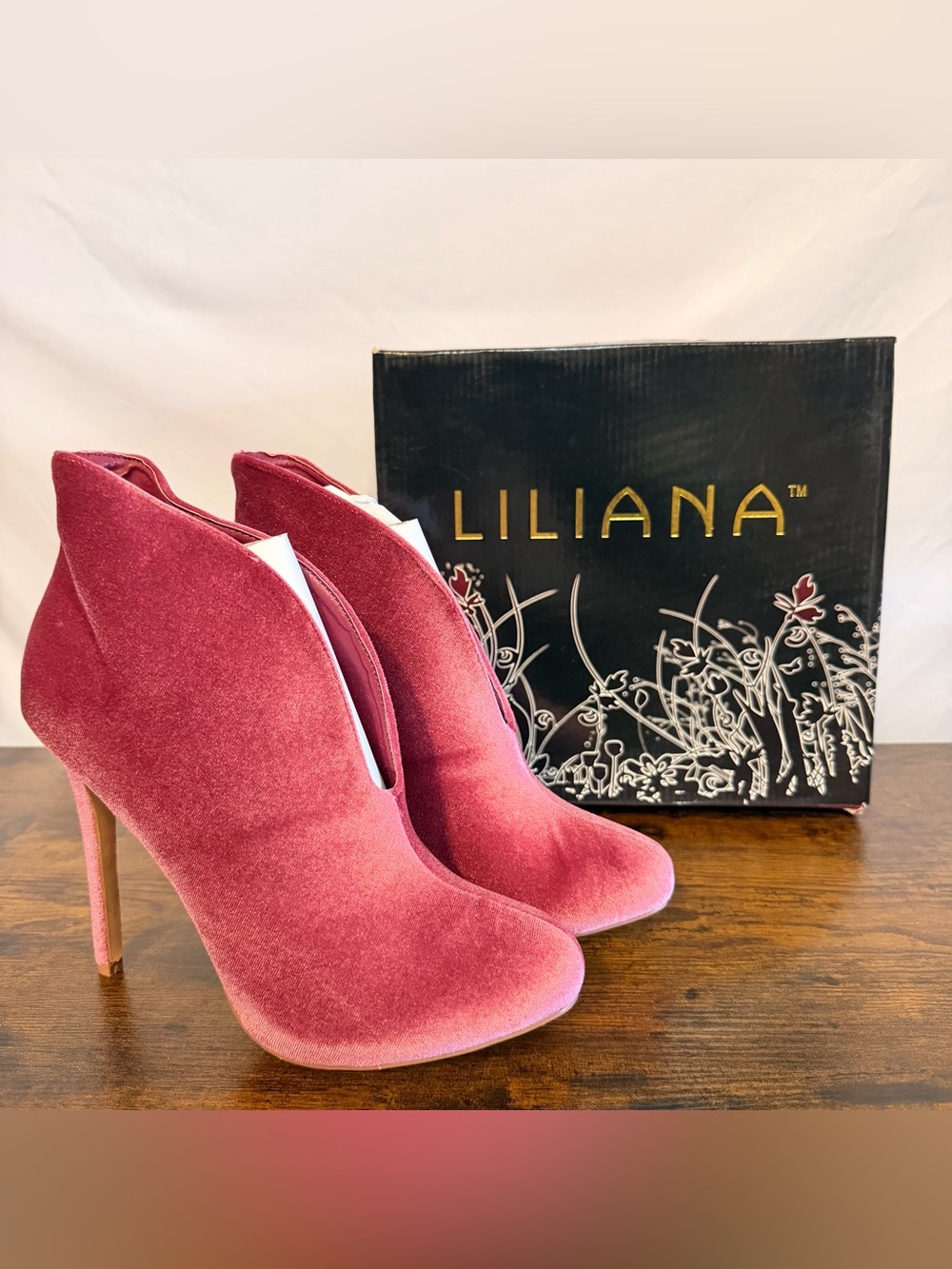 Liliana Rose Velvet High Heel Ankle Boots